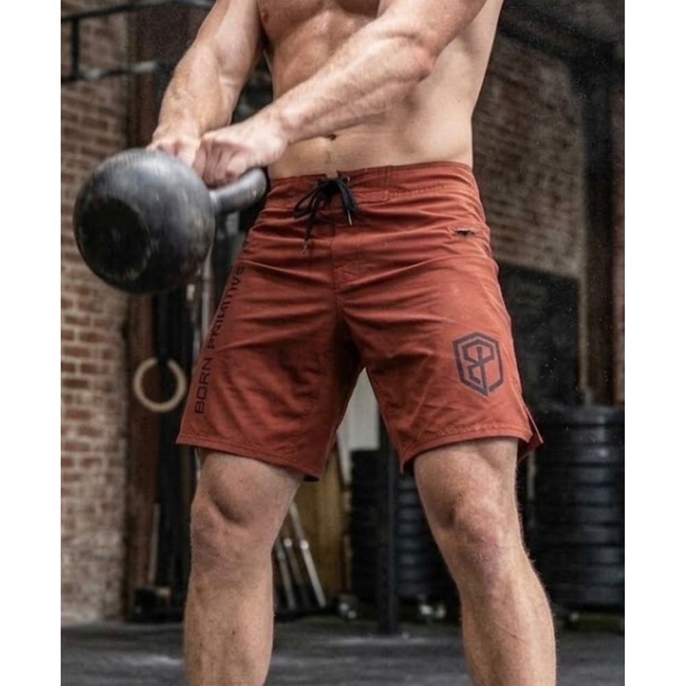 Born Primitive Mens Training Shorts Size 32 Rust Red CrossFit Gym Athletic MMA